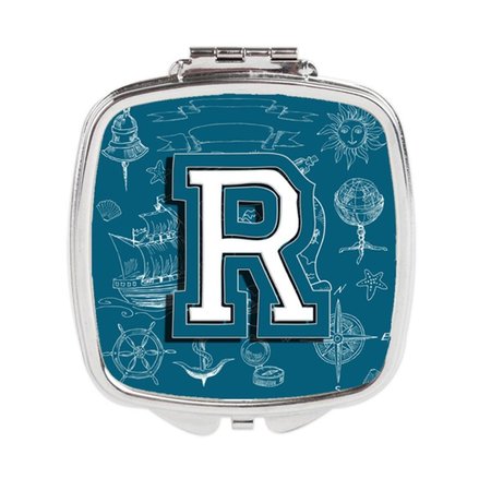 CAROLINES TREASURES Letter R Sea Doodles Initial Alphabet Compact Mirror CJ2014-RSCM